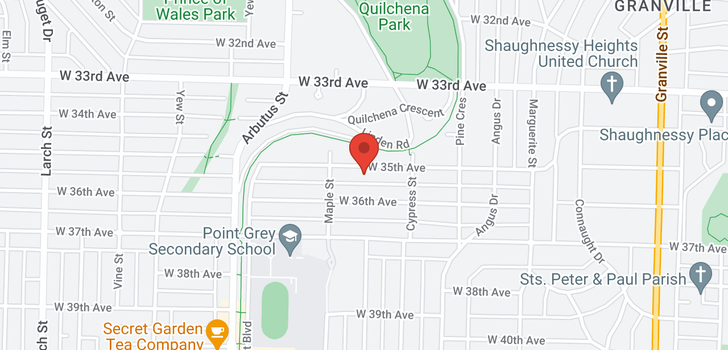 map of 1964 W 35TH AVENUE